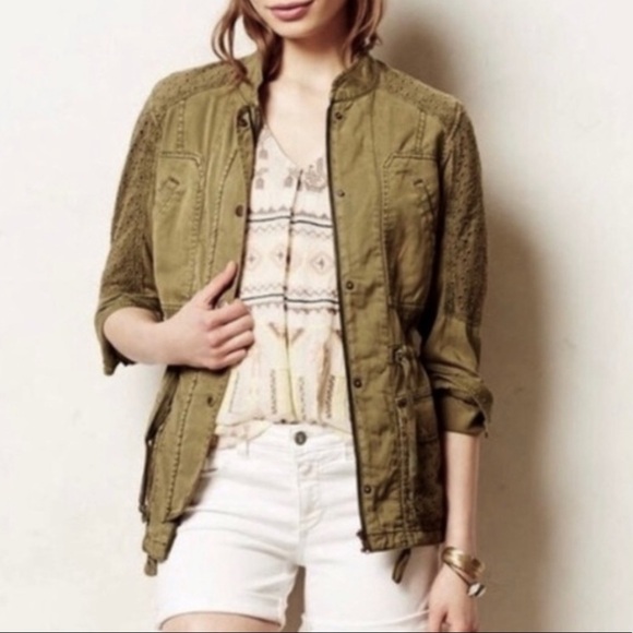 Anthropologie Hei Hei Marais Eyelet Anorak  White Jacket - Picture 1 of 14